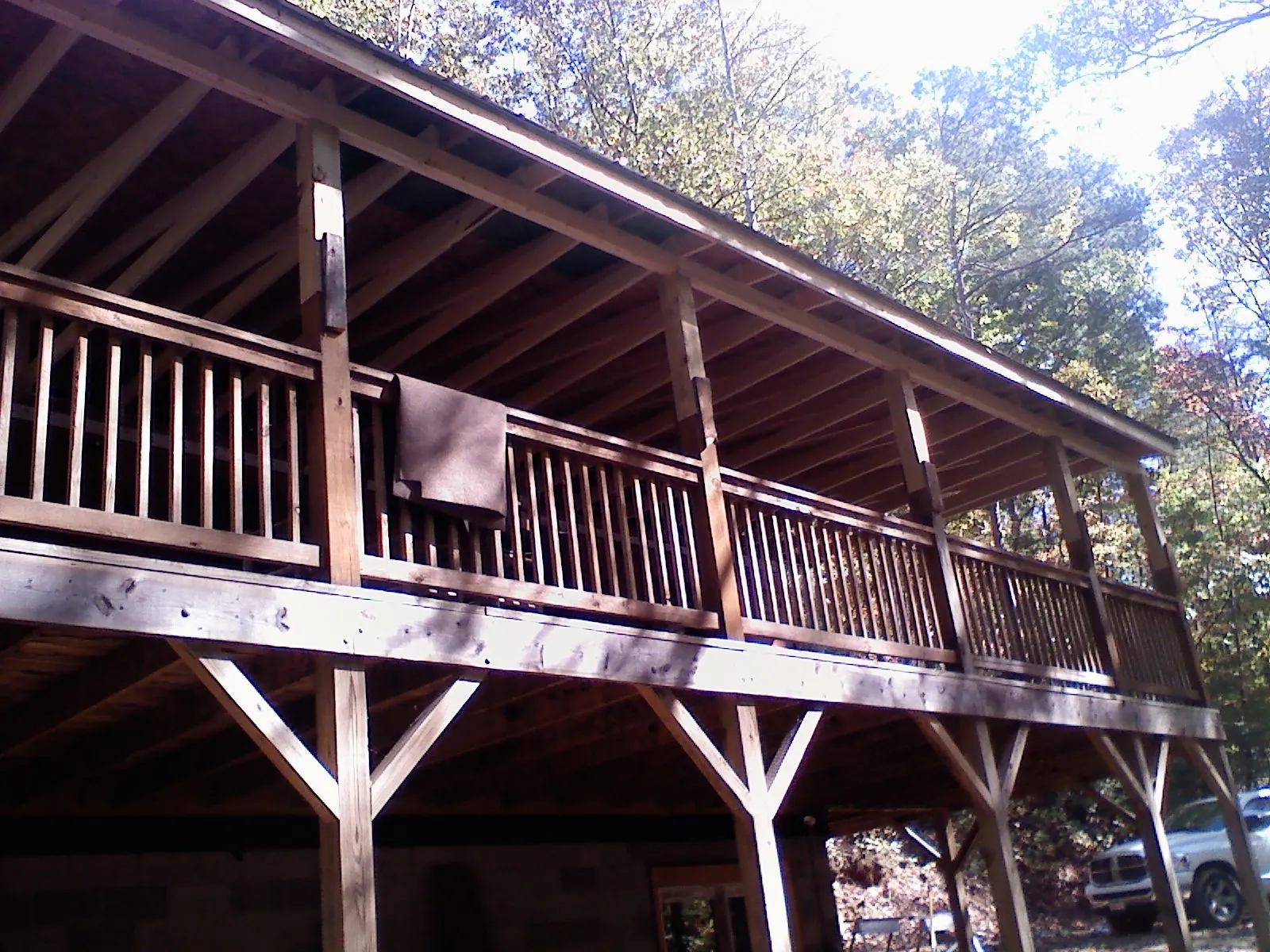 Timber framing under a new elevated porch and deck — Roof Leak Repair in Hickory Grove by Roofing Brothers